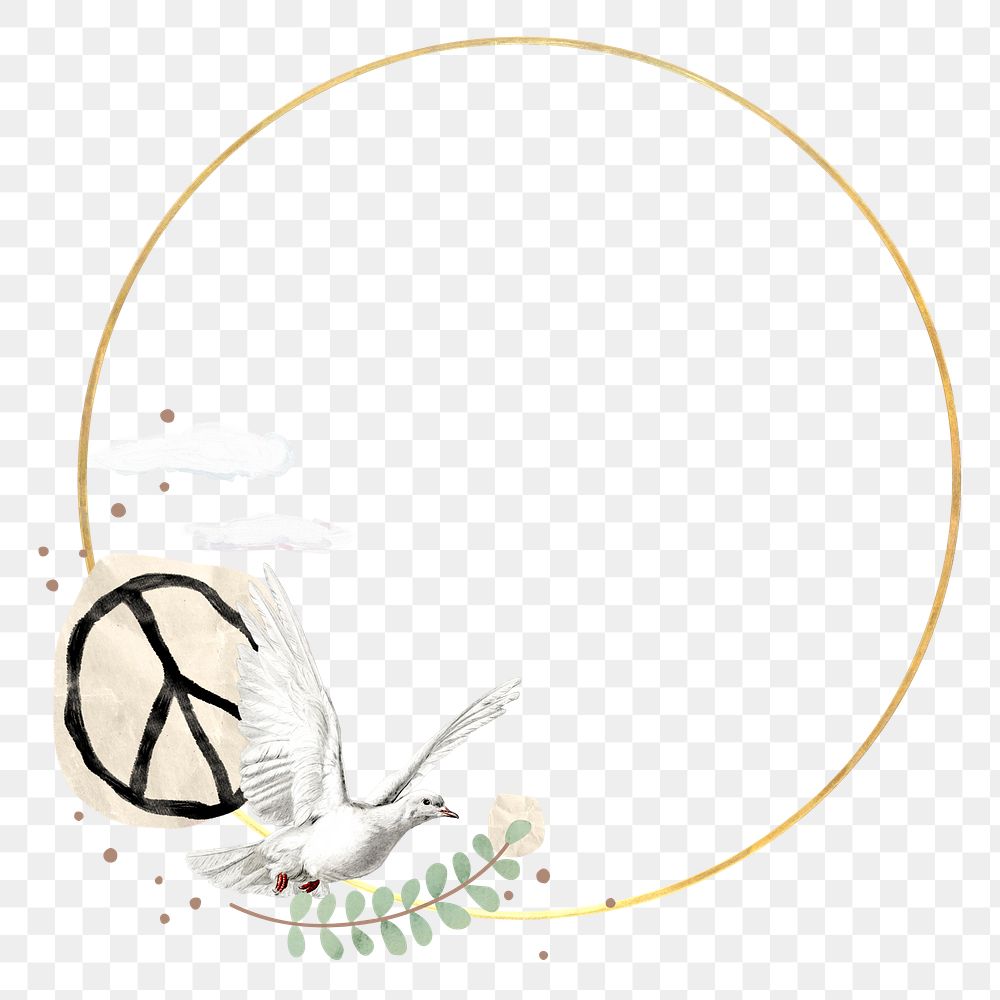 Peace round png frame, transparent background