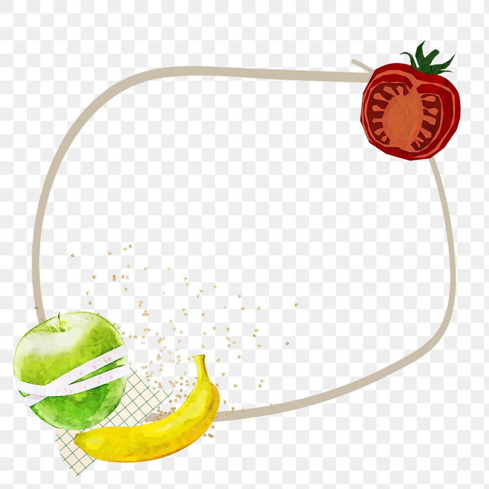 Healthy fruits png frame, circle design, transparent background