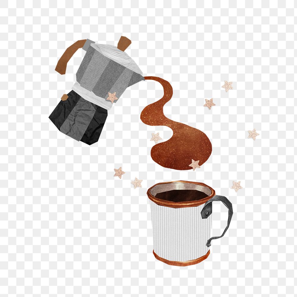 Kettle pouring coffee png sticker, transparent background
