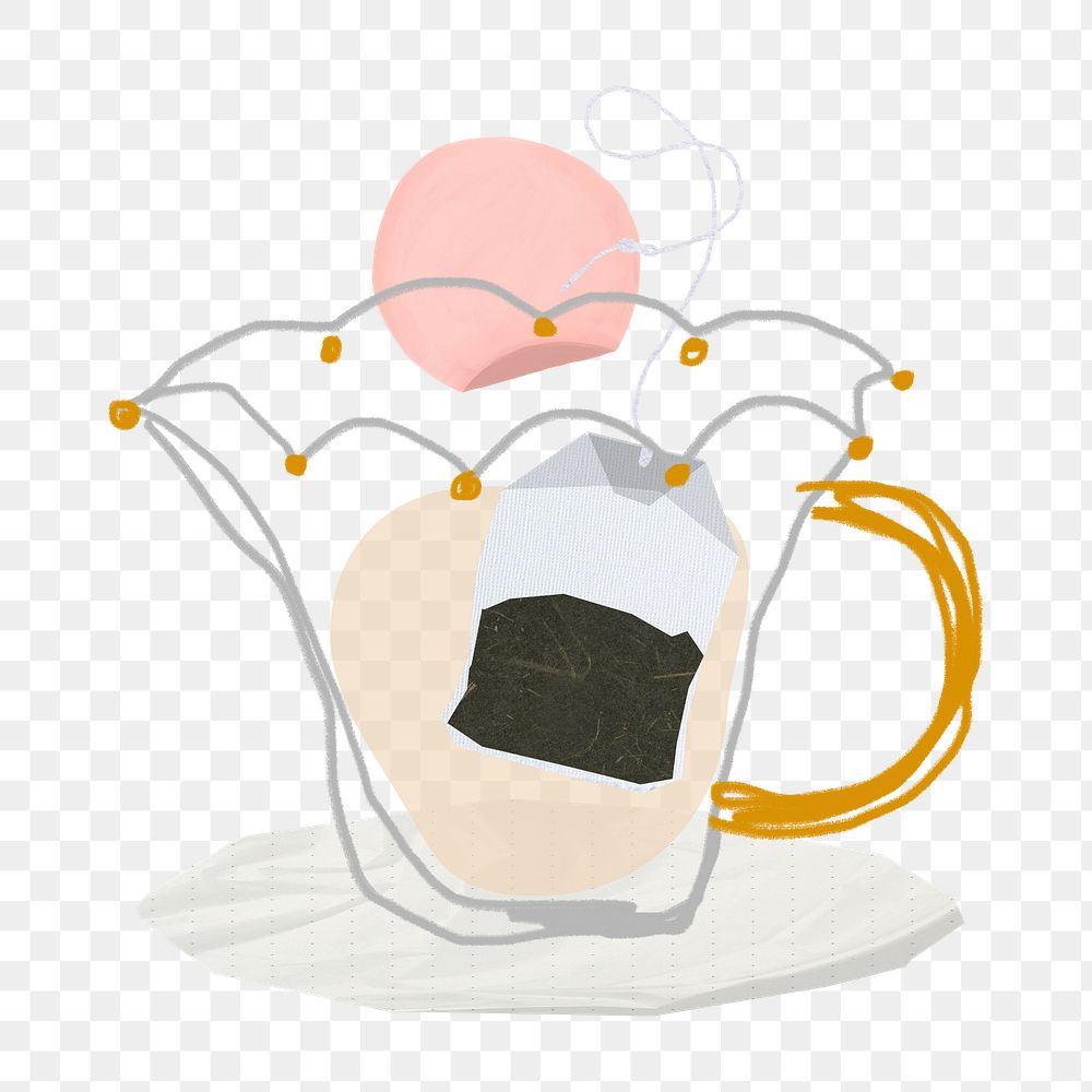 Aesthetic tea cup png sticker, cute collage element, transparent background