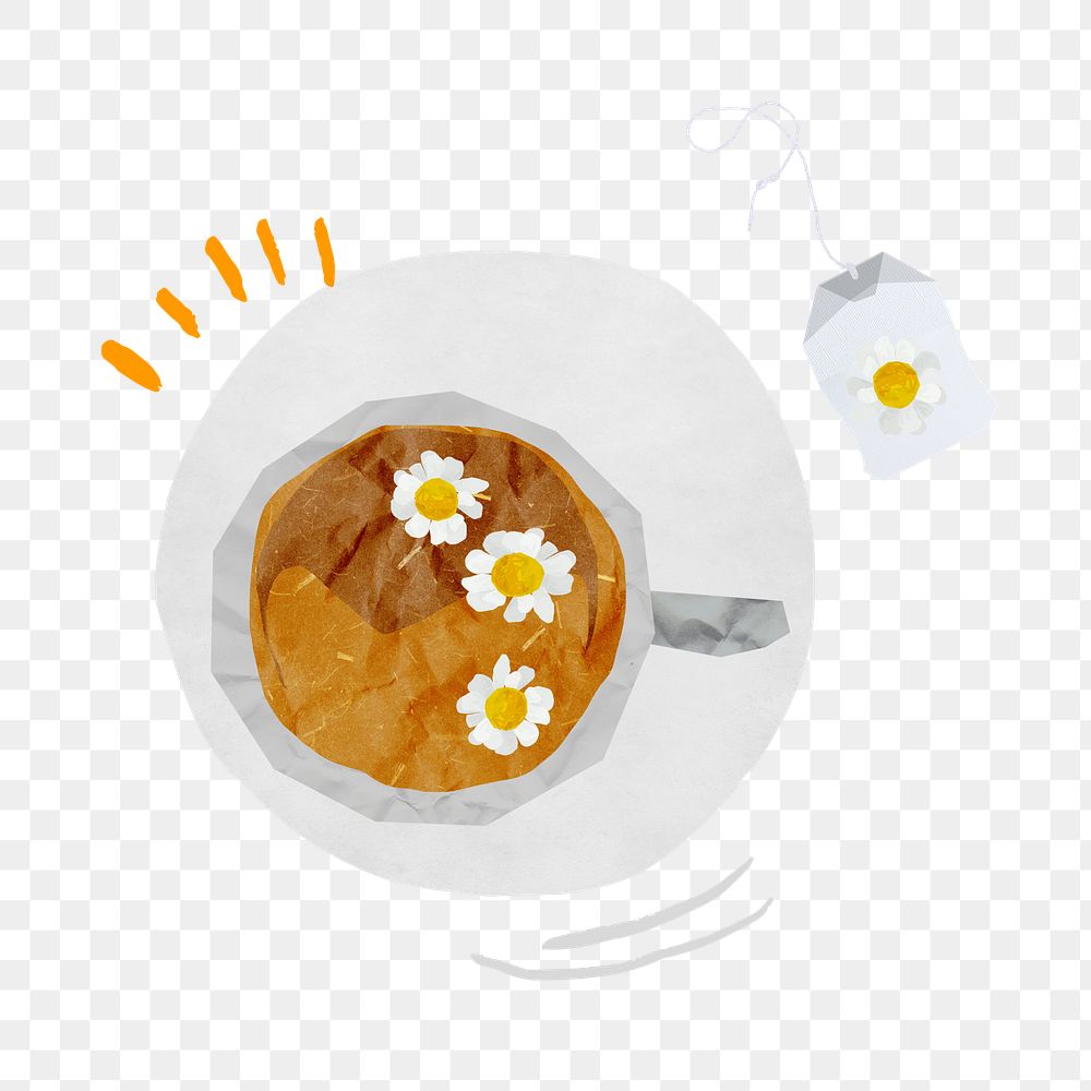 Floral tea cup png sticker, cute collage element, transparent background