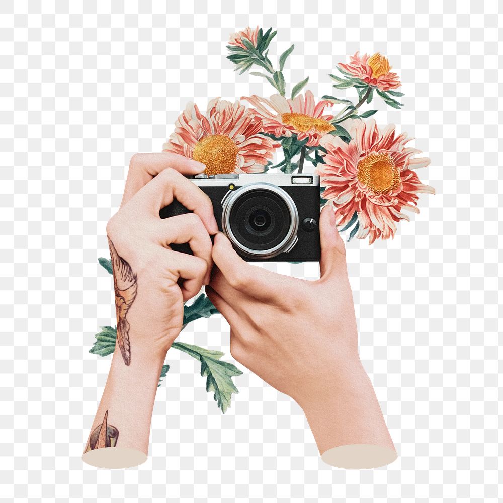 Retro camera png sticker, aesthetic collage, transparent background