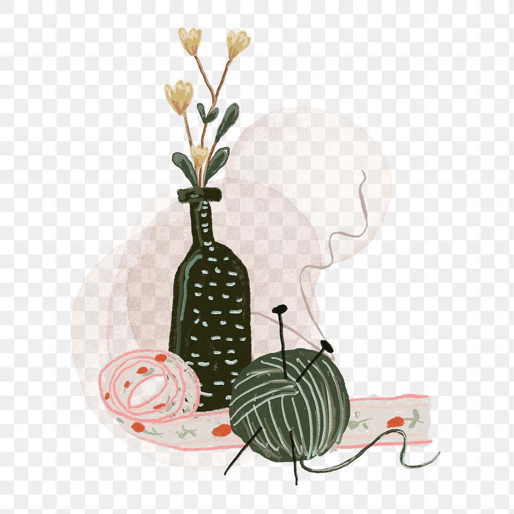 Flower knitting  png sticker, transparent background