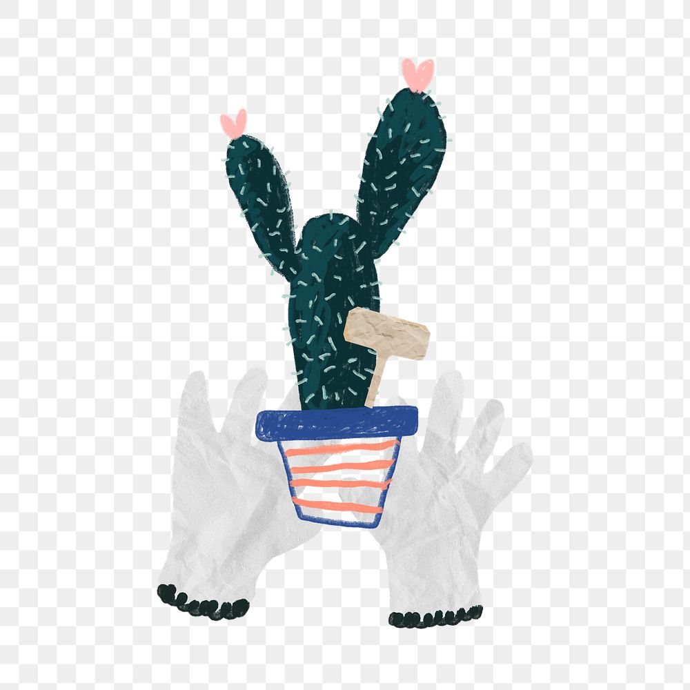 Potted cactus png hobby sticker, transparent background