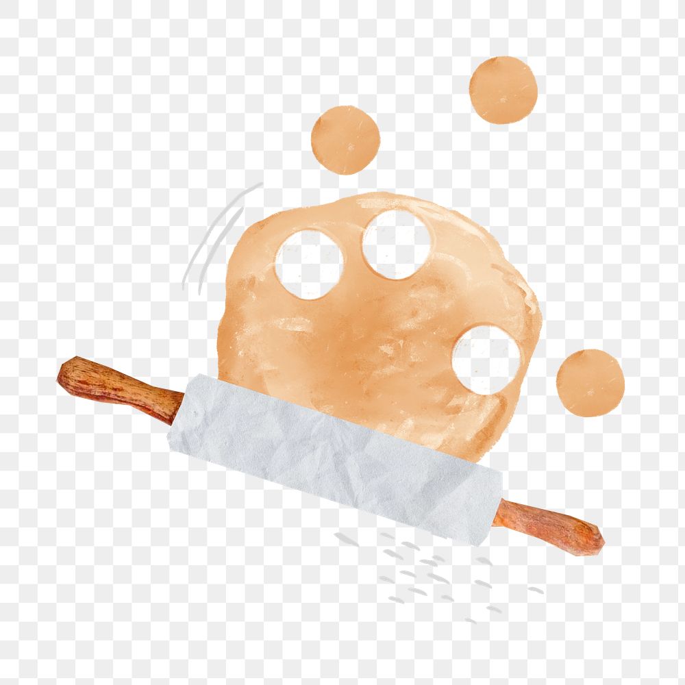 Rolling pin png sticker, baking collage element, transparent background