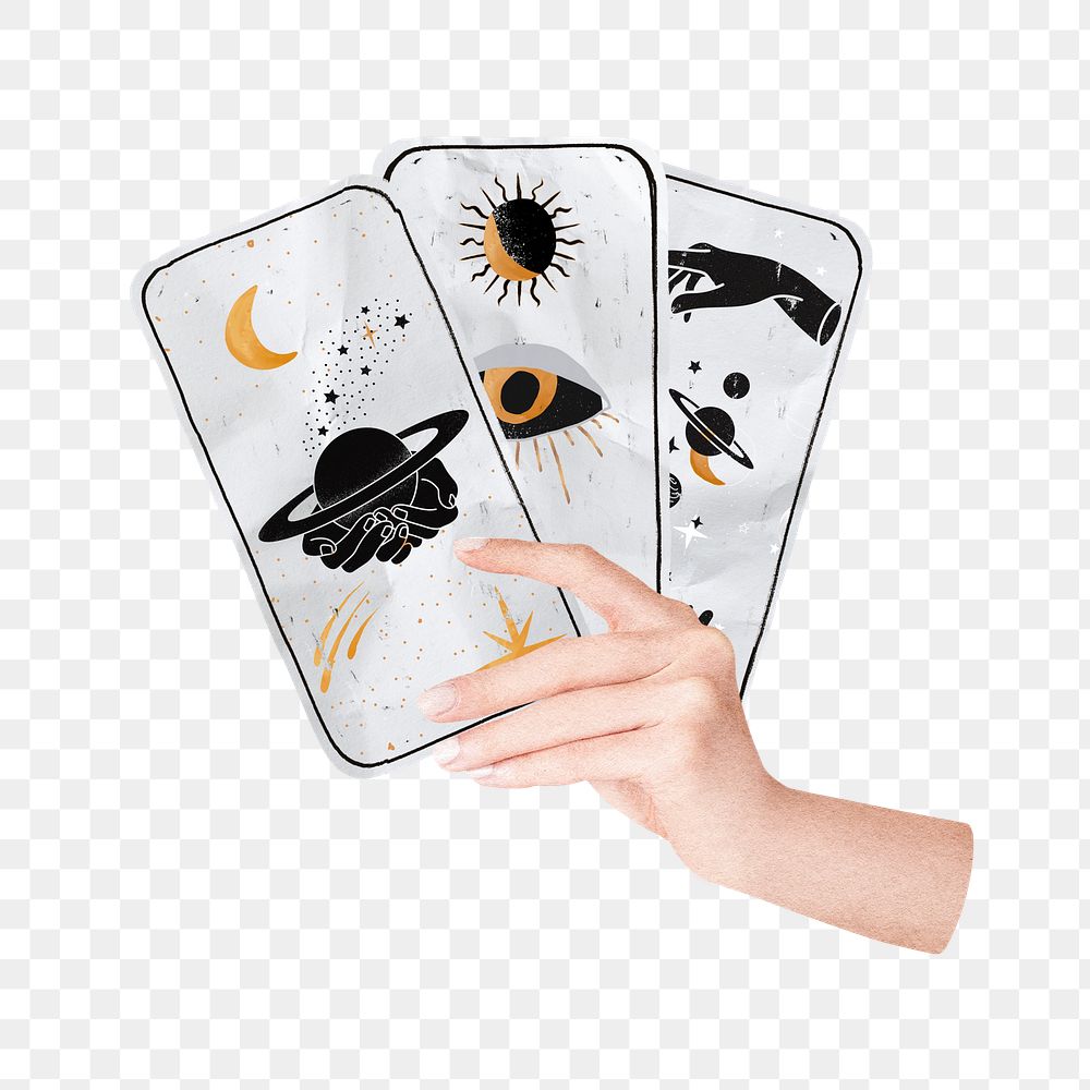 Celestial tarot cards png sticker, transparent background