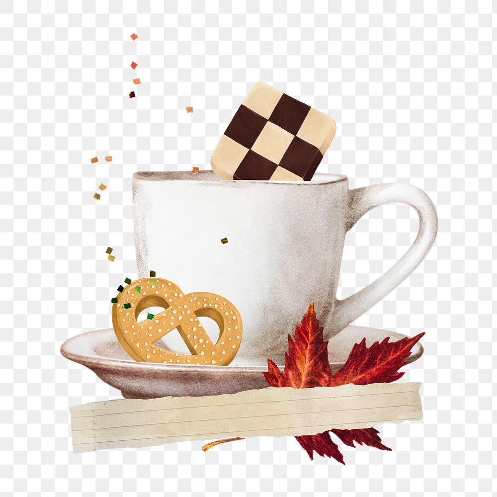 Autumn coffee aesthetic png sticker, transparent background
