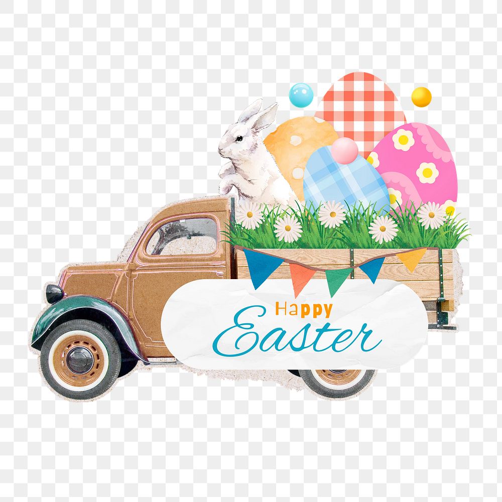 Happy Easter png illustration sticker, transparent background