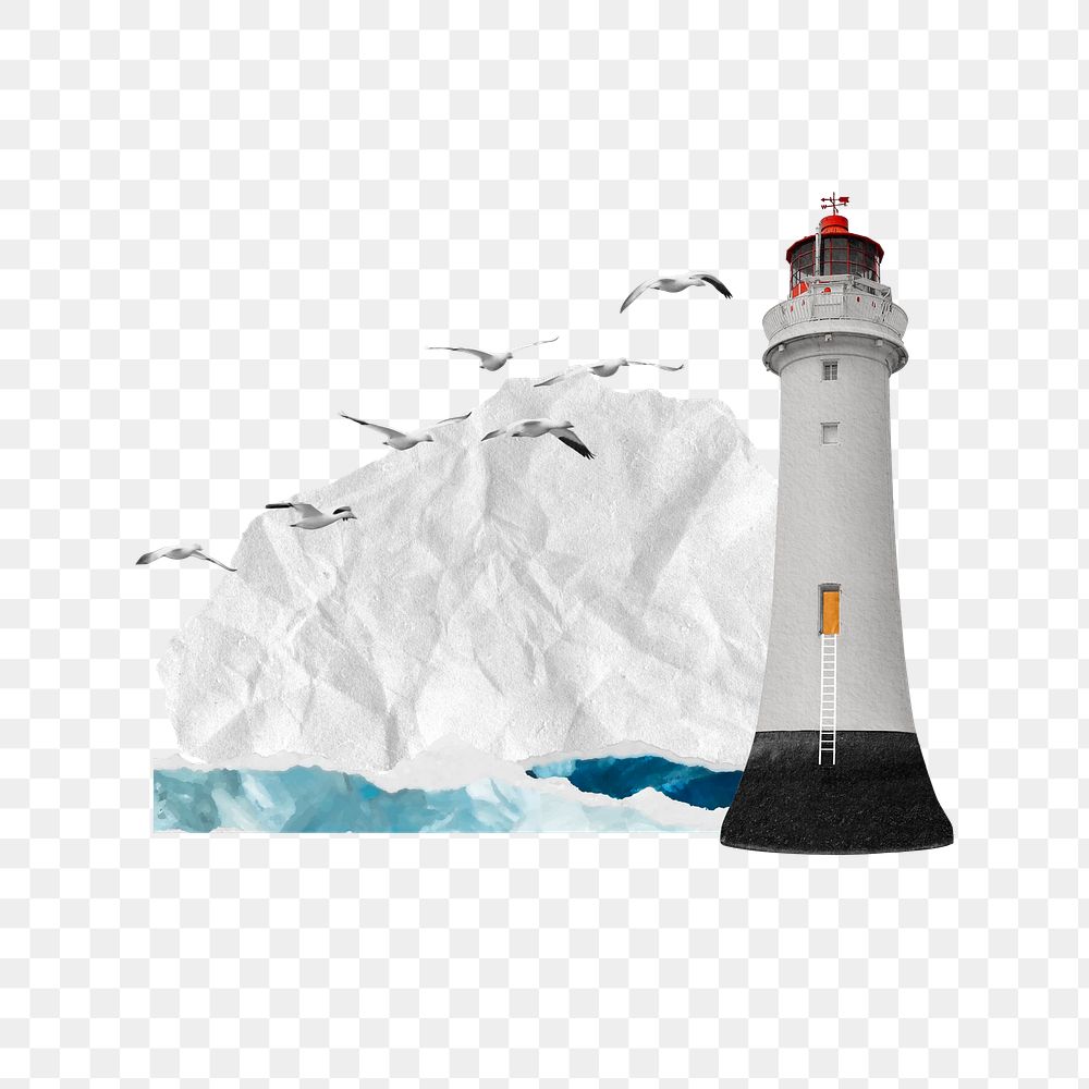 Lighthouse png note paper sticker, transparent background