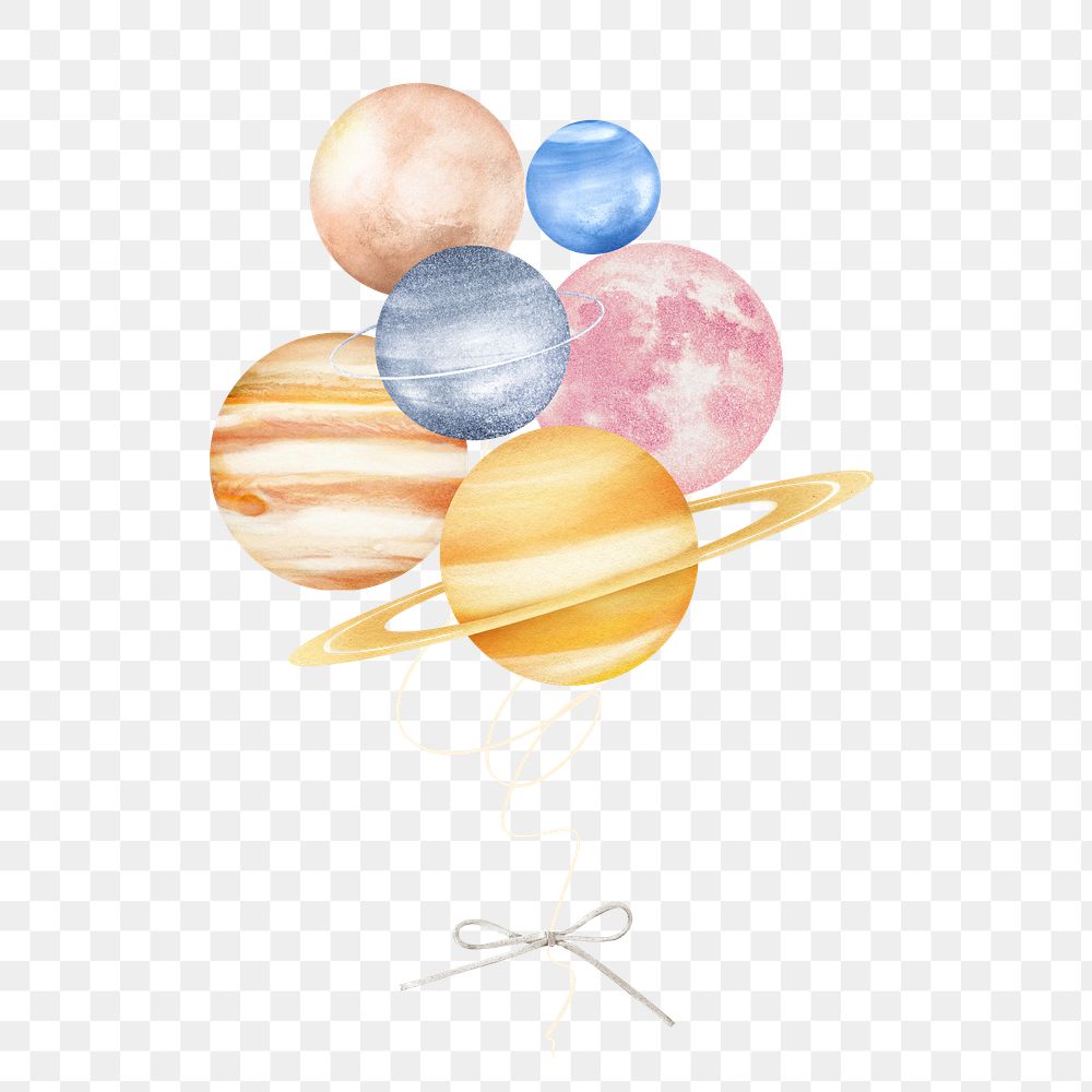 Planet balloons png sticker, transparent background