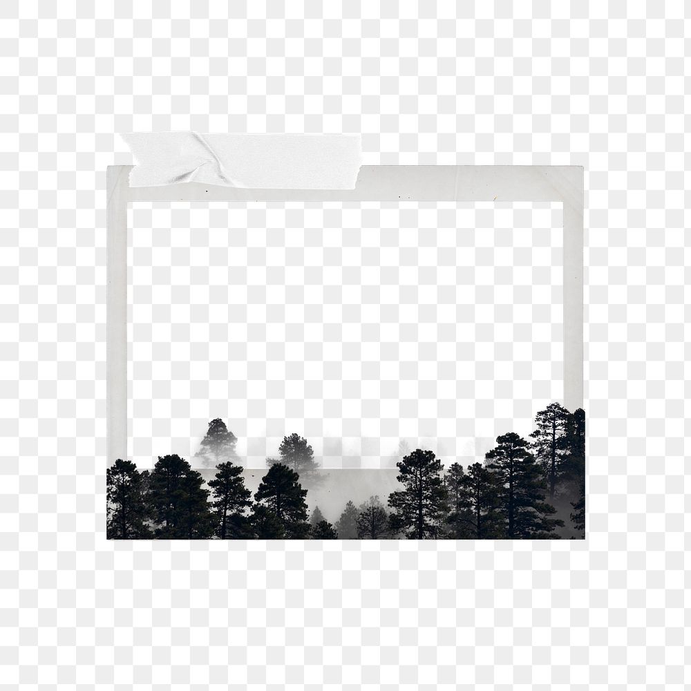 Aesthetic forest png frame, retro instant film on transparent background