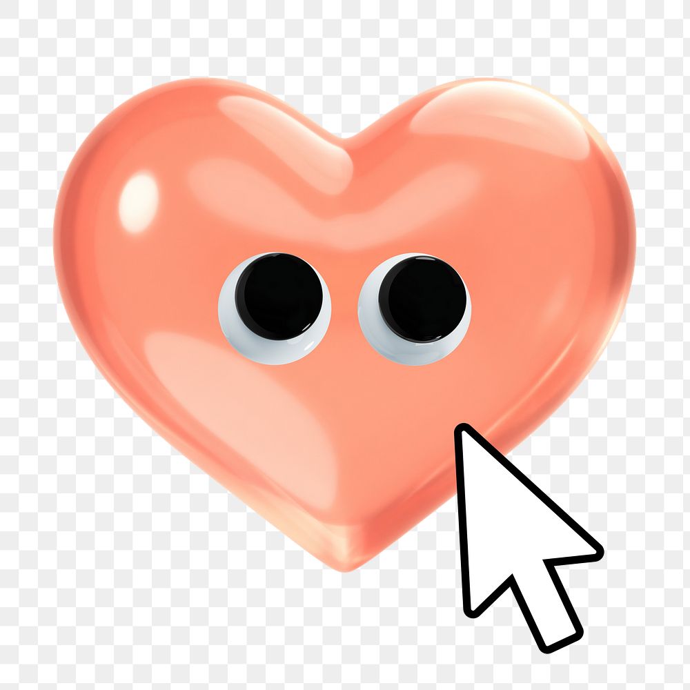 3D heart cartoon png sticker, cute Valentine's graphic, transparent background