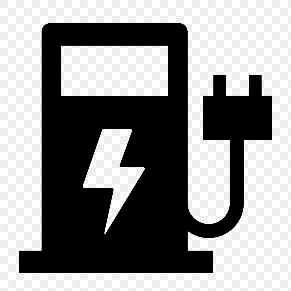 EV charging png flat icon, transparent background