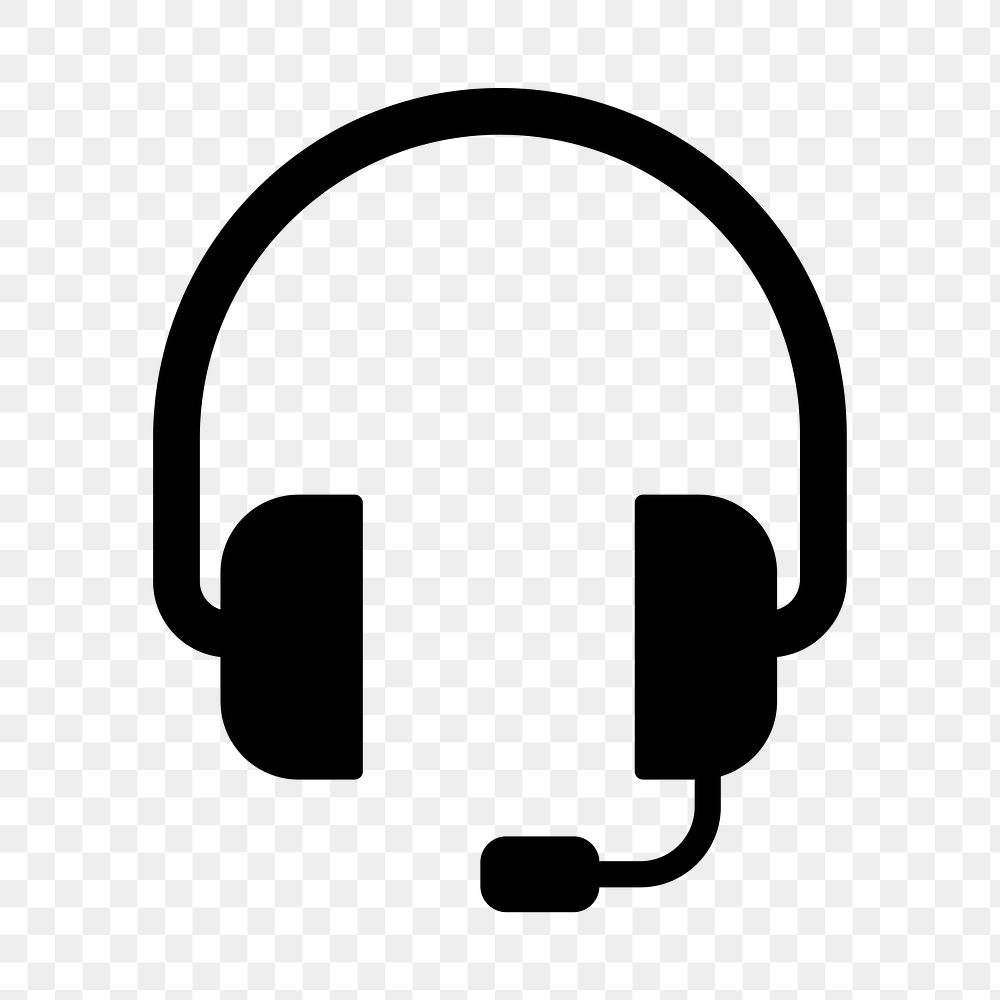 Headphones with microphone png flat icon, transparent background