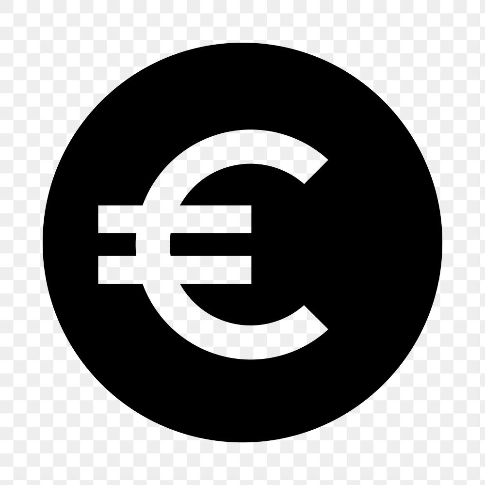 Euro currency png flat icon, transparent background