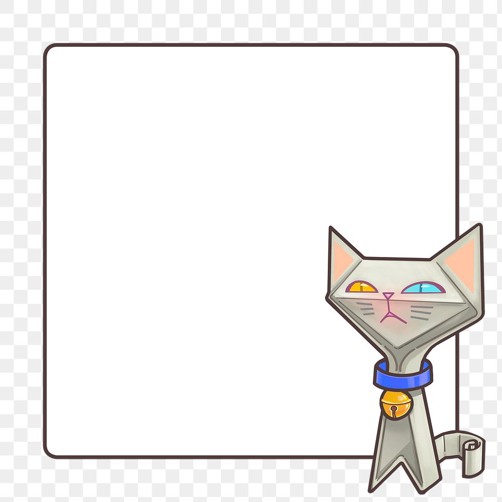 White cat png badge sticker, transparent background