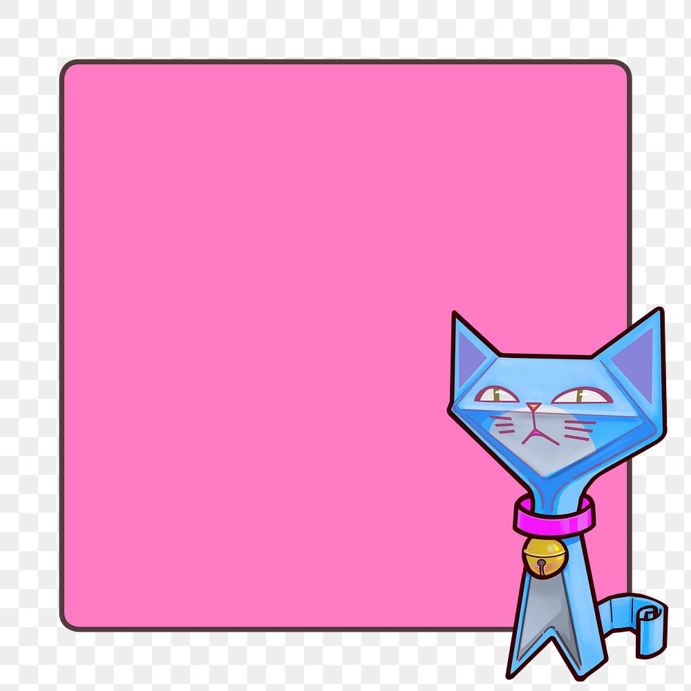 Pink cat png badge sticker, transparent background