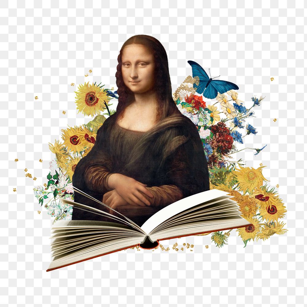 Mona Lisa png sticker, transparent background. Leonardo da Vinci art remixed by rawpixel.