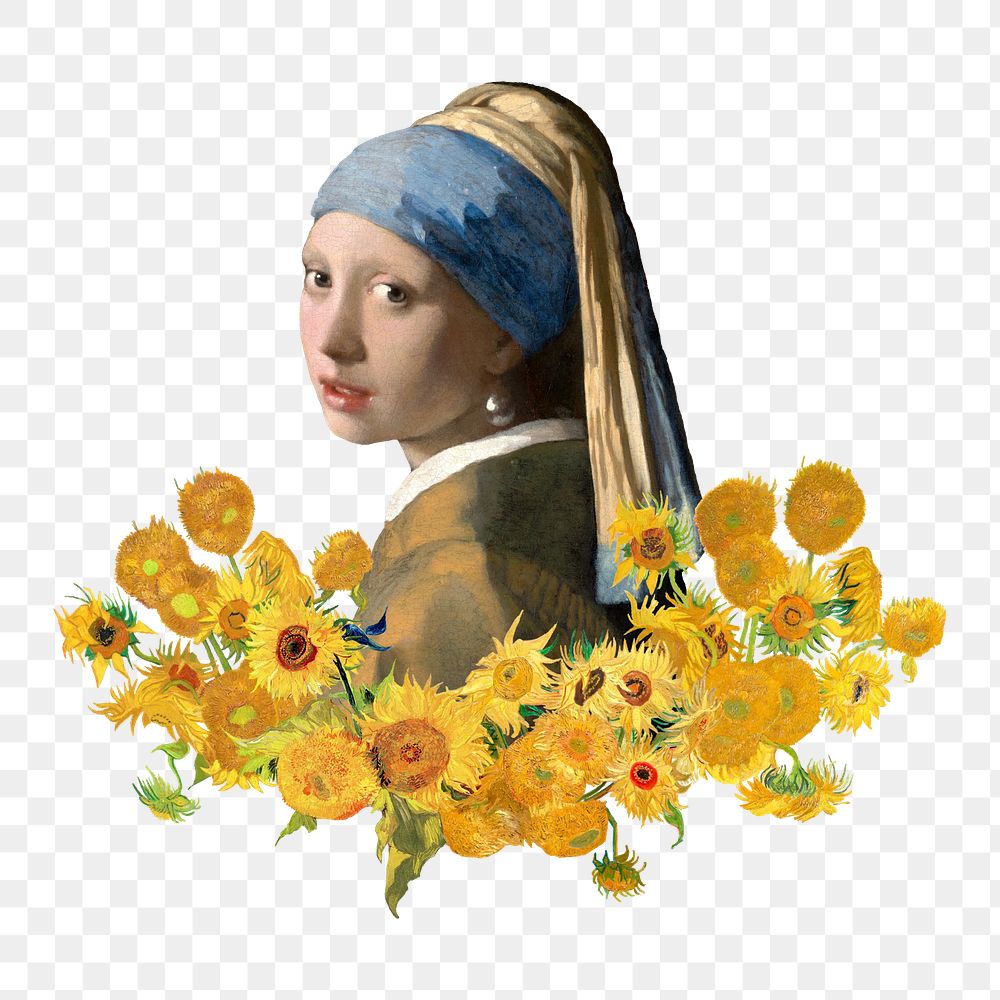 Vermeer pearl earring png sticker, transparent background. Famous art remixed by rawpixel.