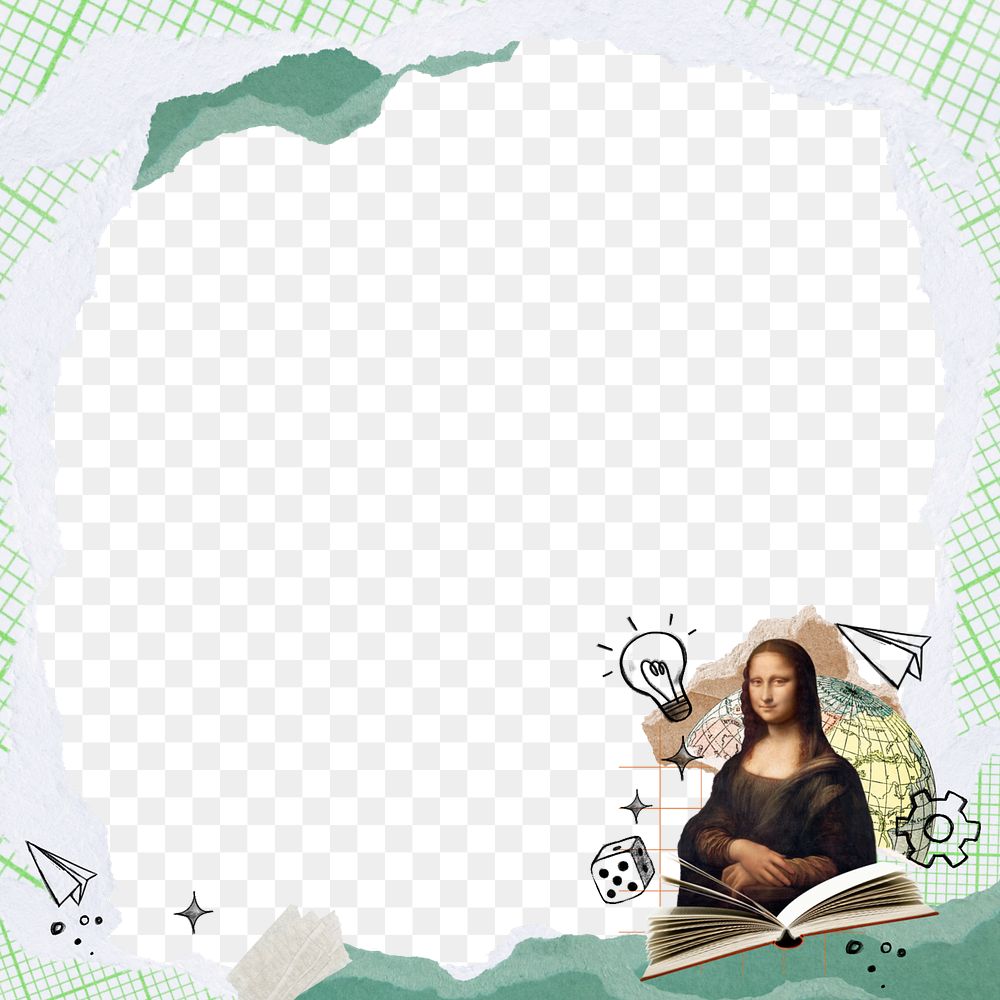 Mona Lisa png ripped paper frame, transparent background. Leonardo da Vinci art remixed by rawpixel.