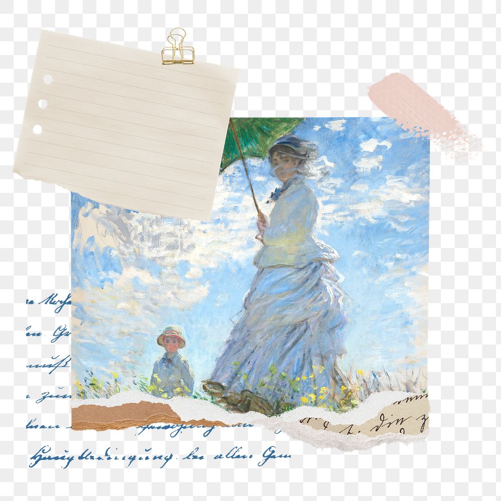 Madame Monet png paper note sticker, transparent background. Famous art remixed by rawpixel.