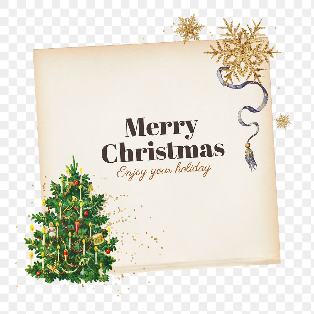 Merr Christmas png greeting, transparent background