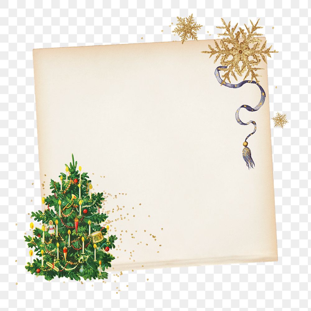 Vintage Christmas note png sticker, transparent background