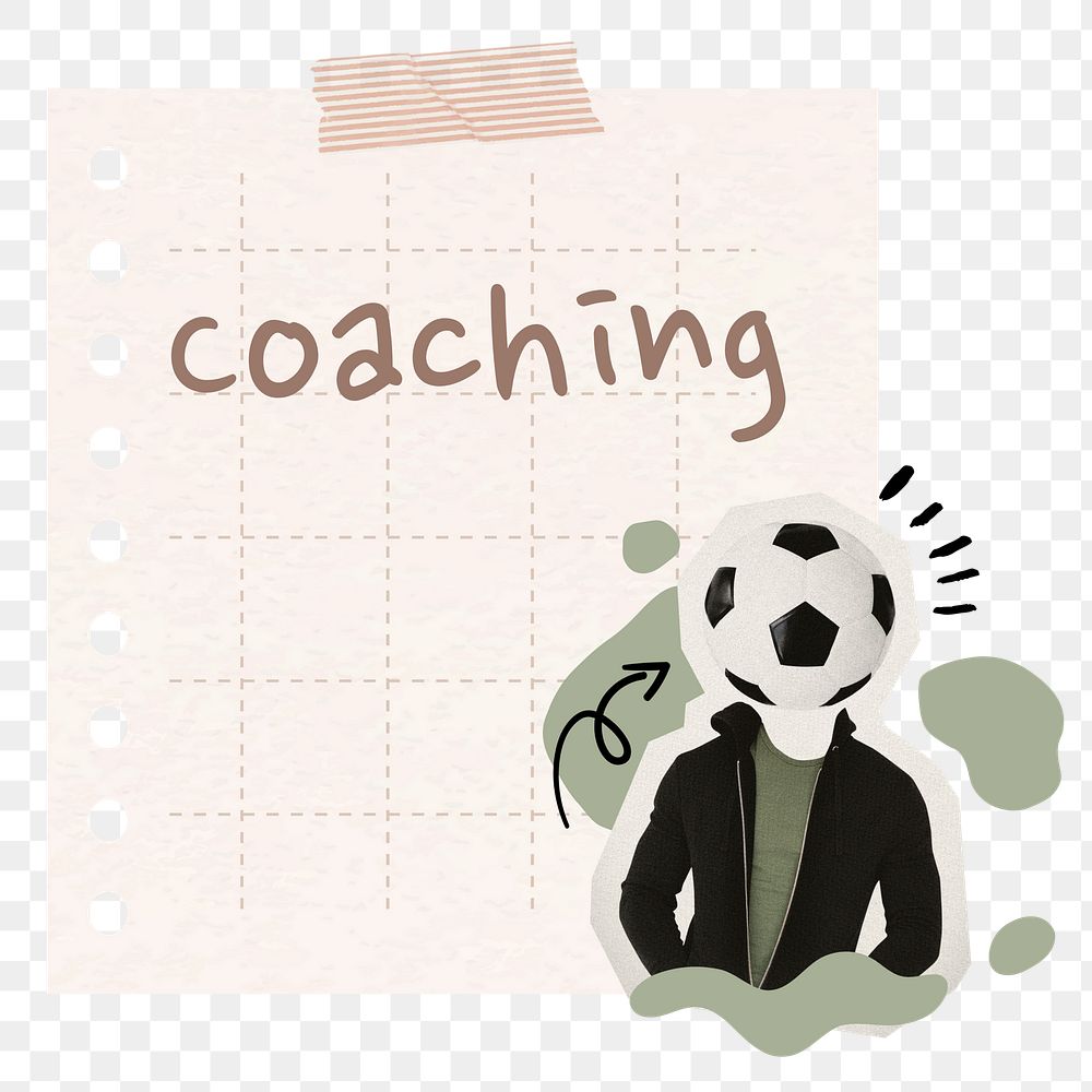 Sport coaching png reminder paper journal sticker, transparent background