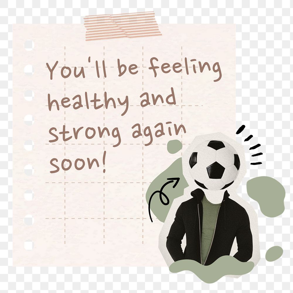 Reminder note png get well soon journal sticker, transparent background