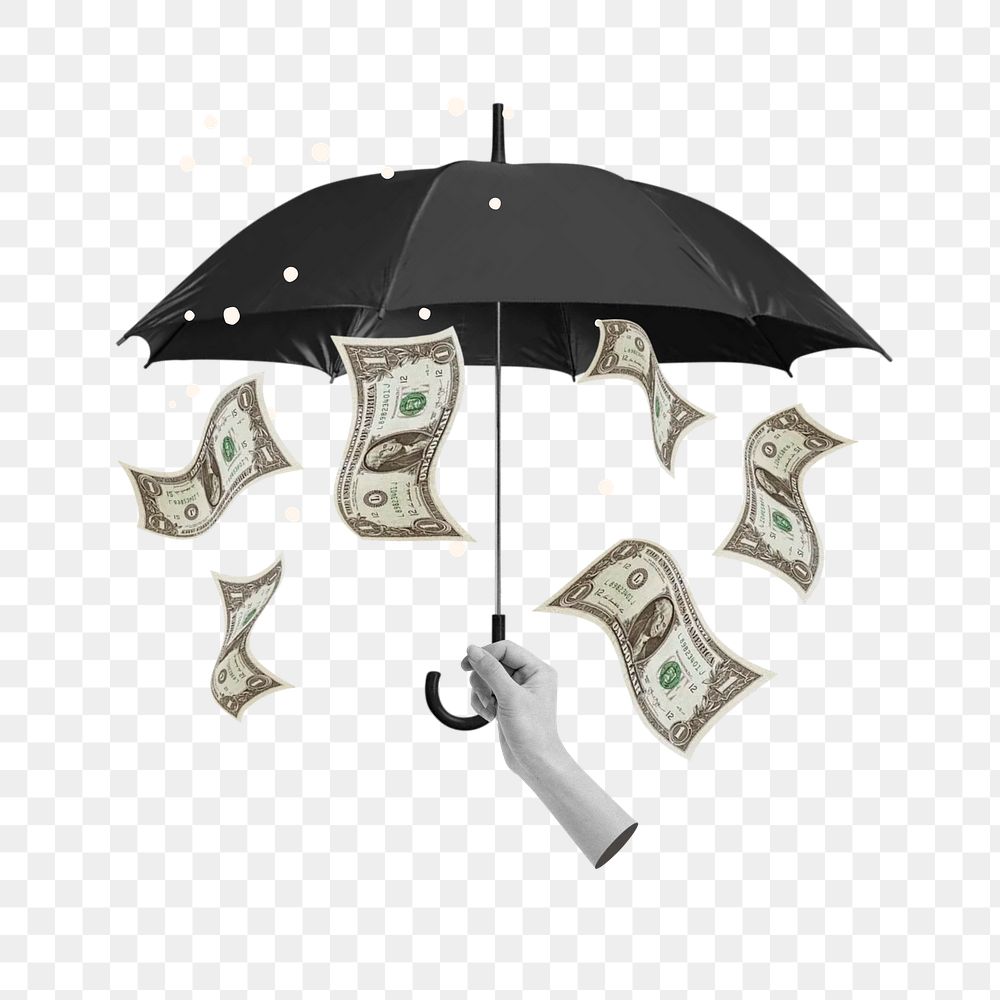 Investment protection png covering umbrella, transparent background