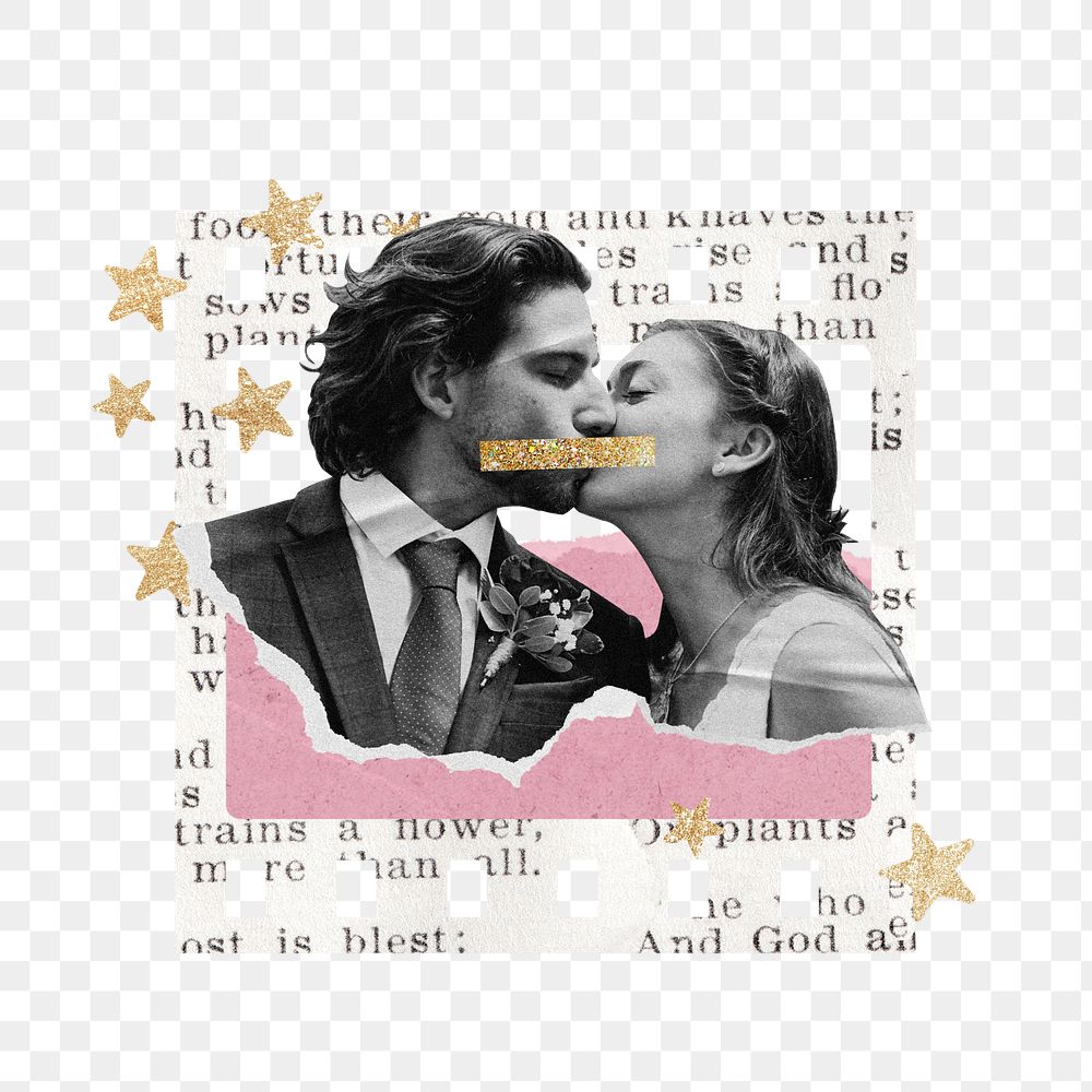 Couple kissing png aesthetic love sticker, transparent background