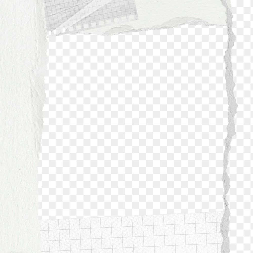 PNG torn off-white paper frame, transparent background