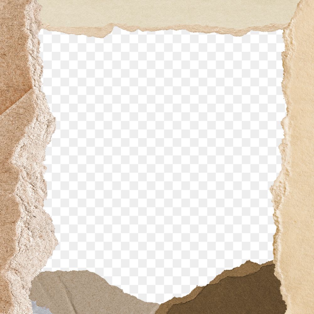 PNG beige torn paper frame, transparent background