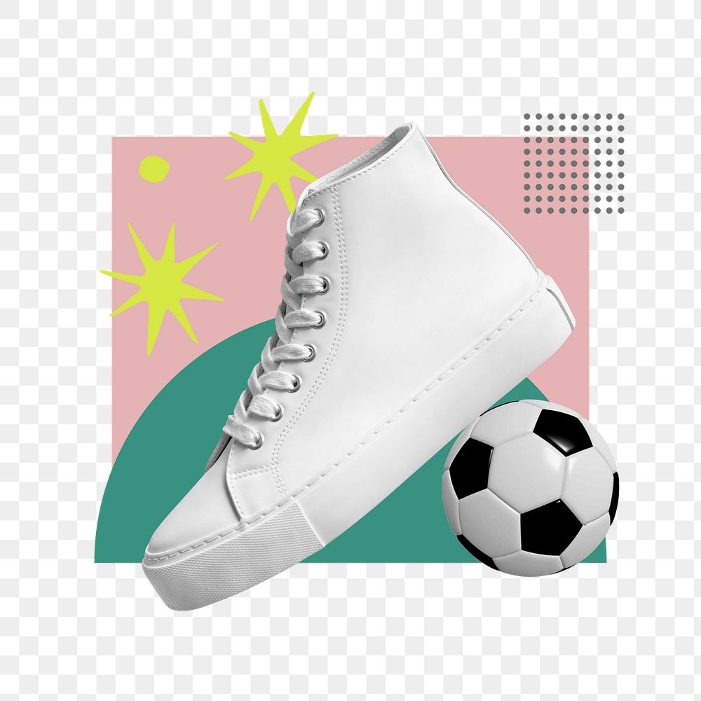 Football sneaker png, sport paper collage art, transparent background