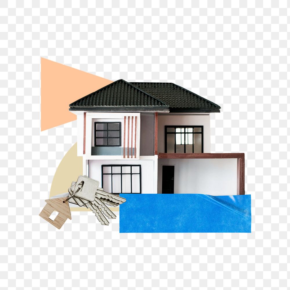 House & keys png, real estate remix, transparent background