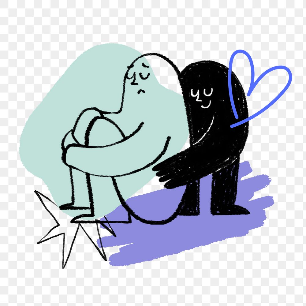 Mental health png doodle, cute illustration, transparent background