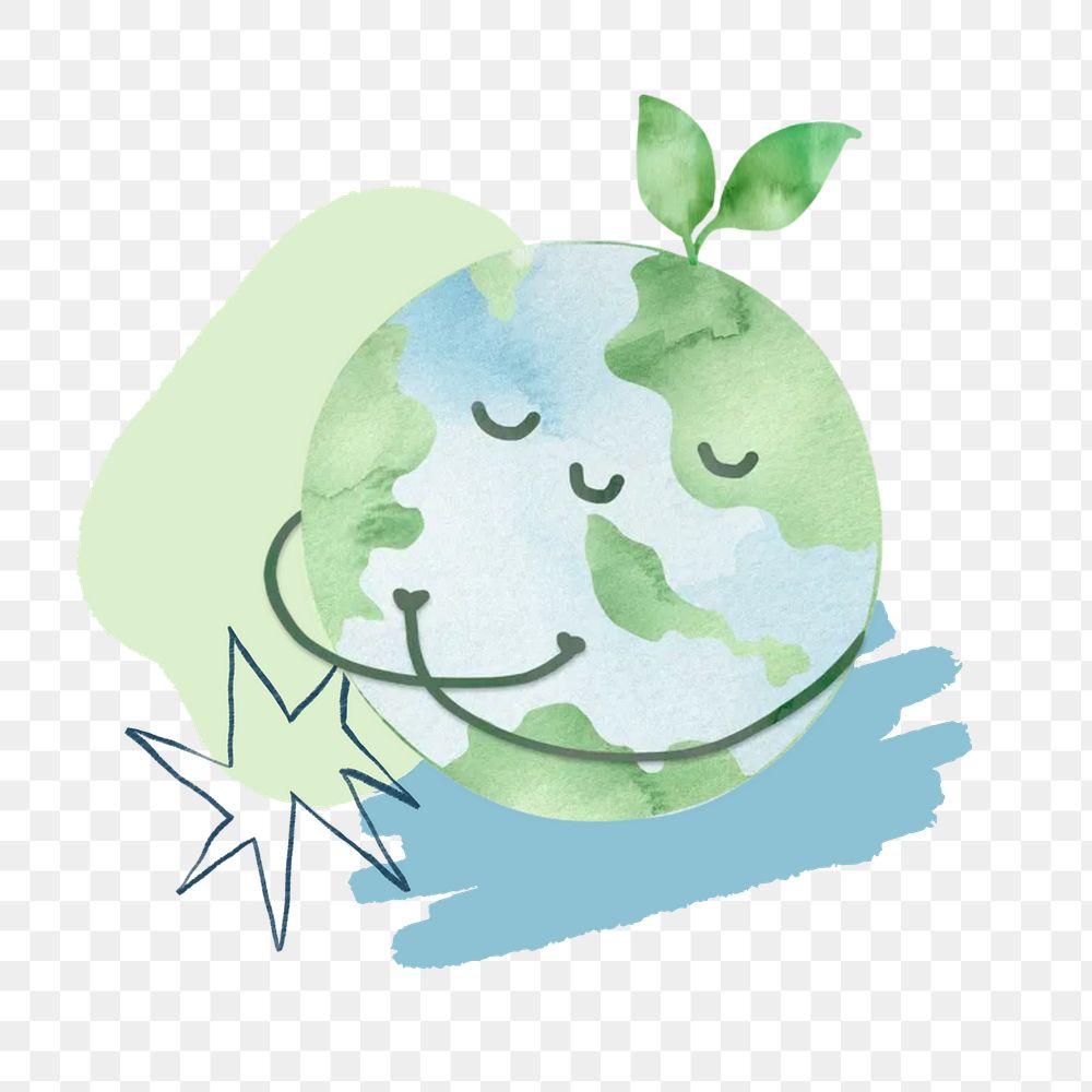 Cute green globe png, environment collage art, transparent background