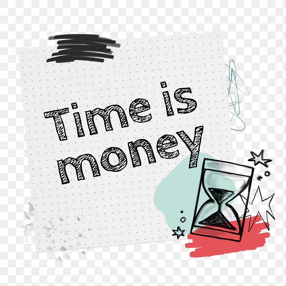 Time is money png word, transparent background