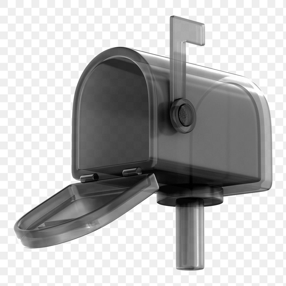 Black mailbox png 3D element, transparent background