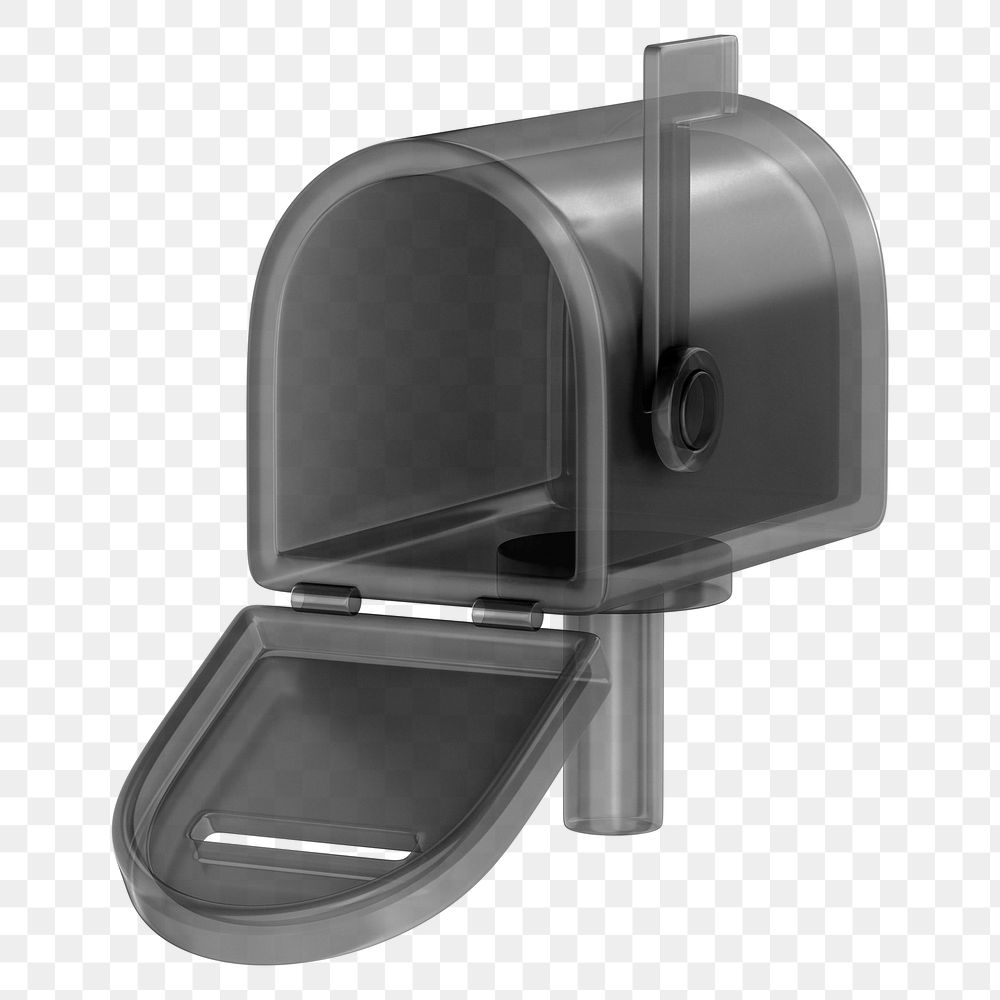 Black mailbox png 3D element, transparent background