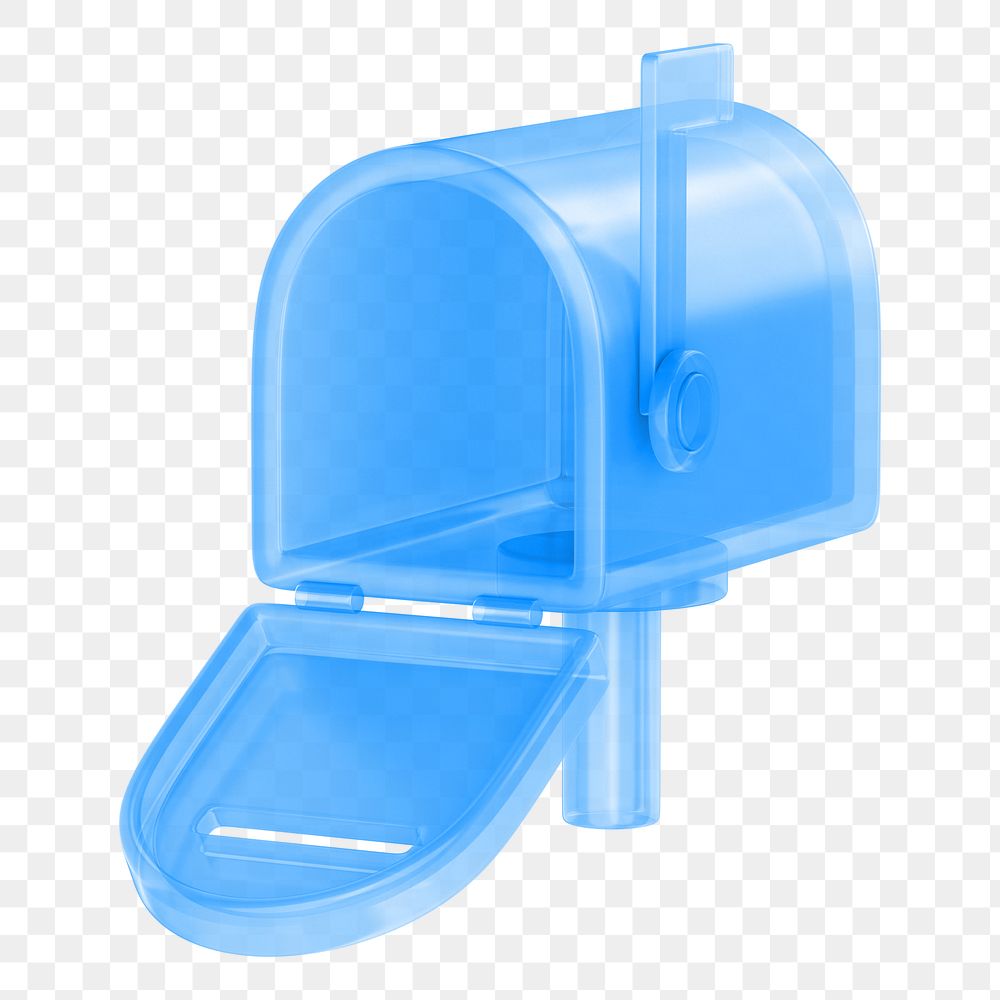 Blue mailbox png 3D element, transparent background