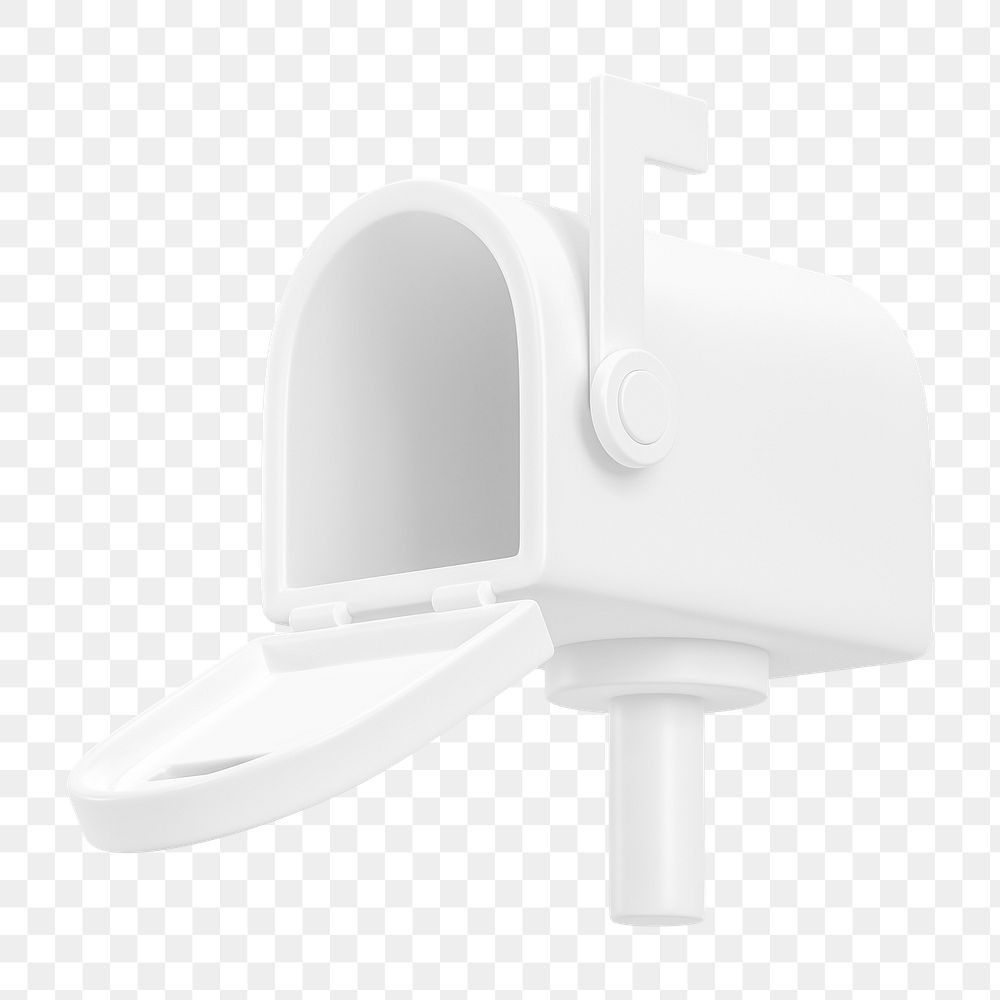 White mailbox png 3D element, transparent background