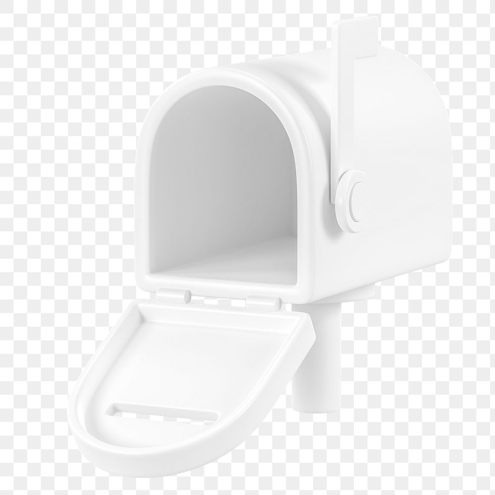 White mailbox png 3D element, transparent background