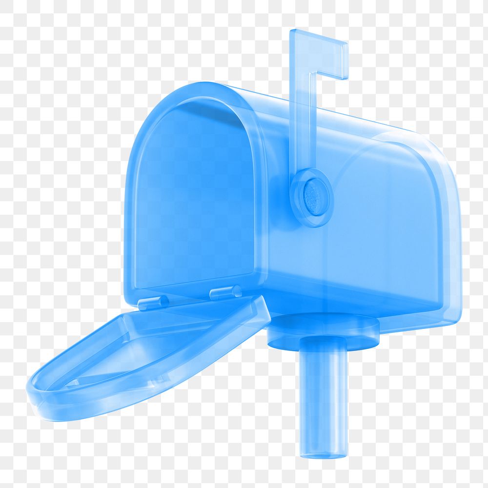 Blue mailbox png 3D element, transparent background