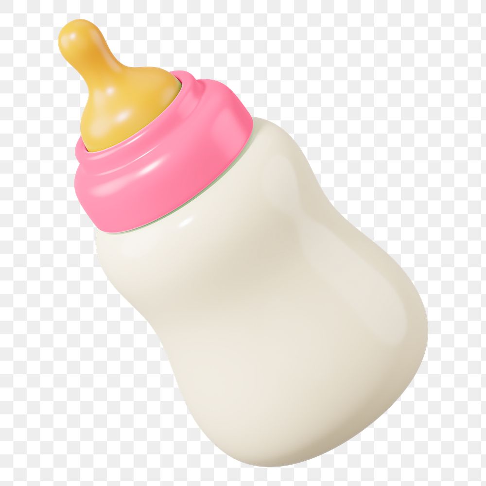 Baby milk bottle png 3D, transparent background