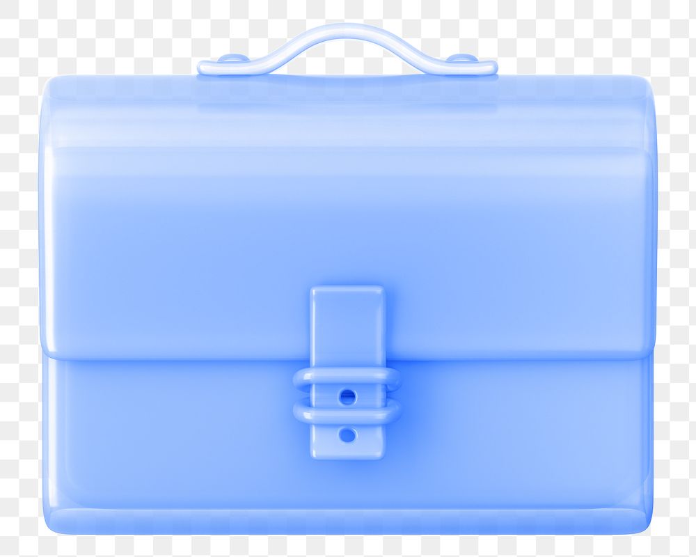 Blue business briefcase png 3D element, transparent background