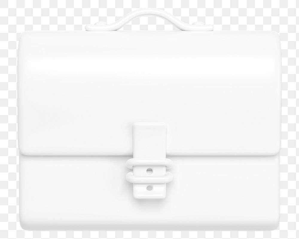 White business briefcase png 3D element, transparent background