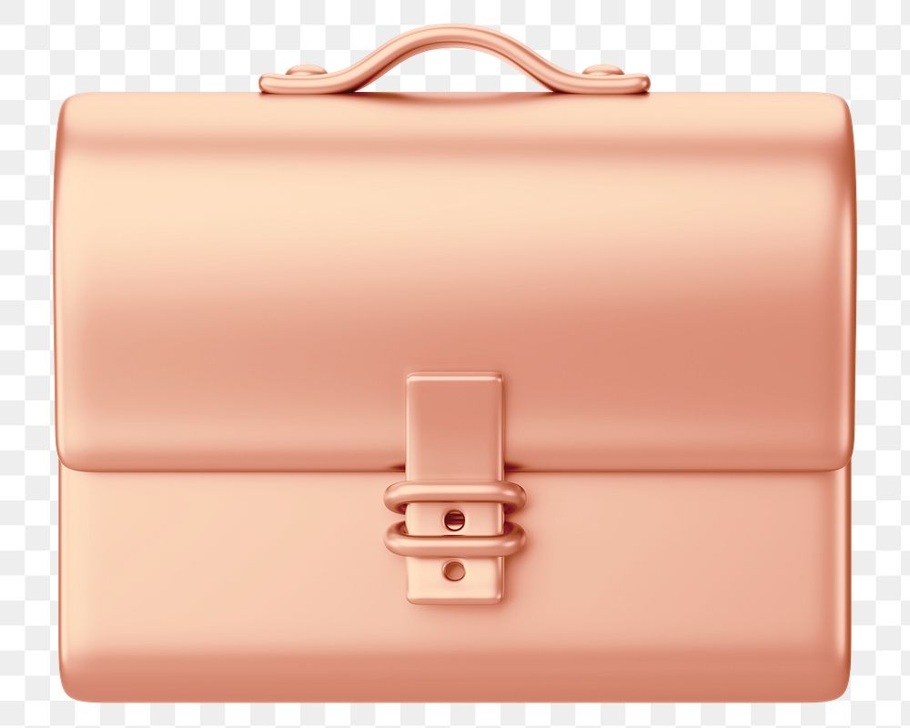 Pink business briefcase png 3D element, transparent background