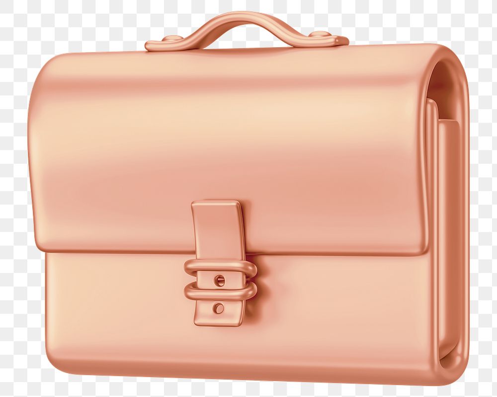 Pink business briefcase png 3D element, transparent background