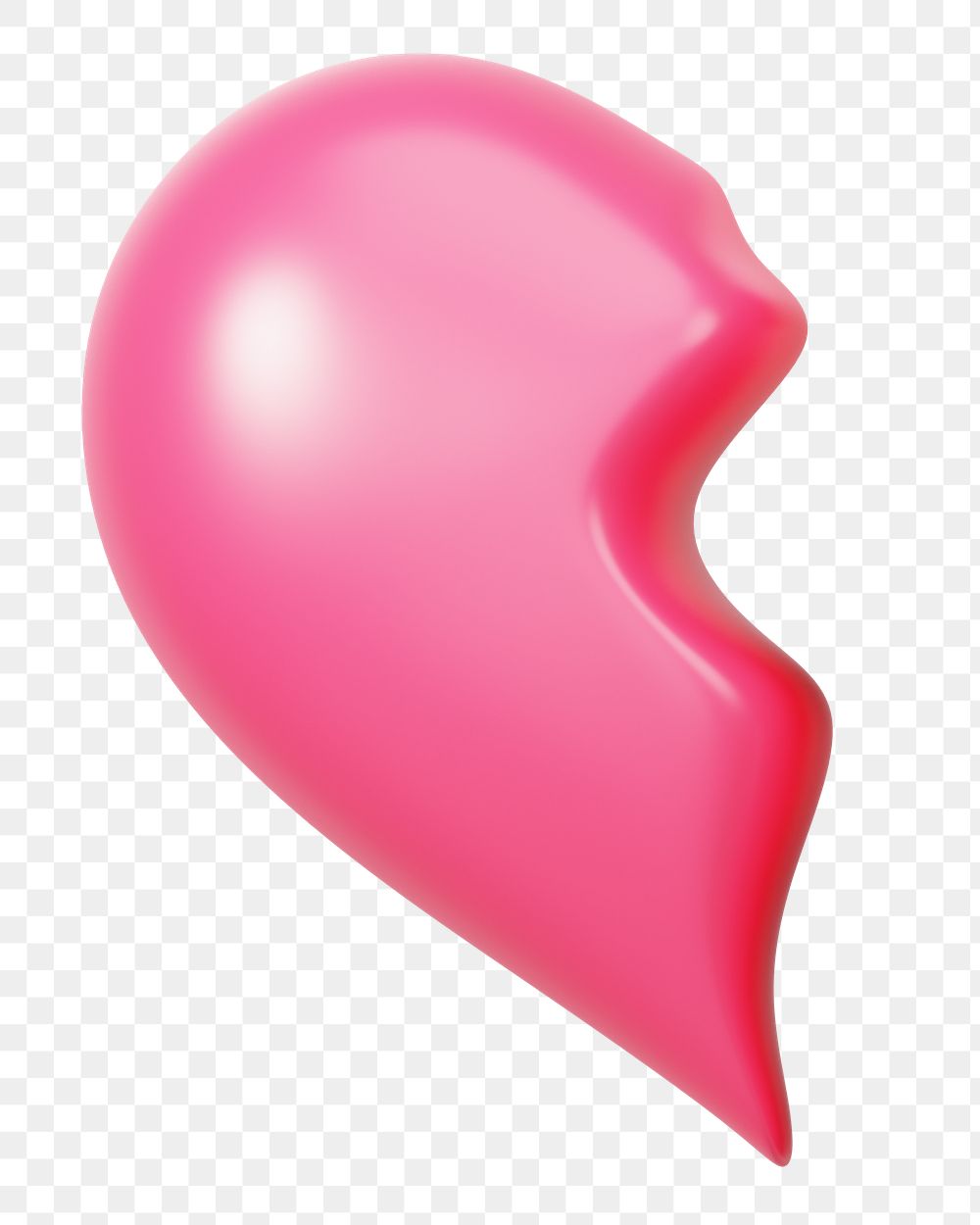 Pink broken heart png 3D element, transparent background